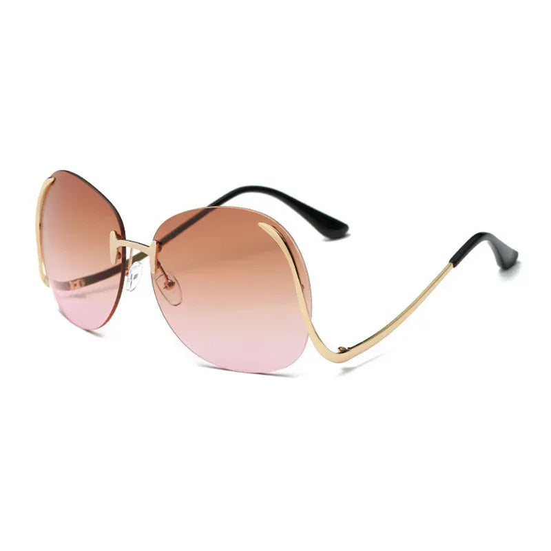 Frameless Curved-leg Sunglasses Decorative Glasses - Viexta