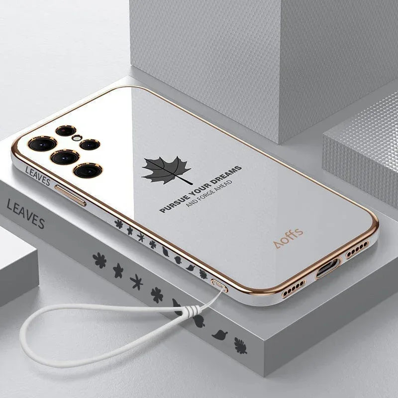 Straight Edge Electroplating Samsung Maple Leaf Case - Viexta
