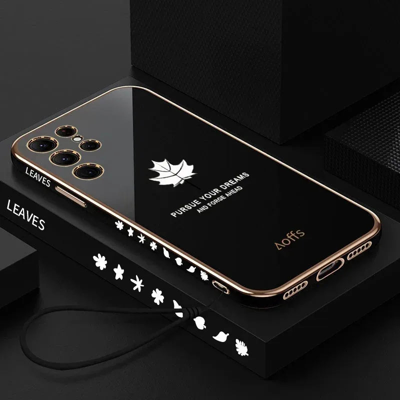 Straight Edge Electroplating Samsung Maple Leaf Case - Viexta