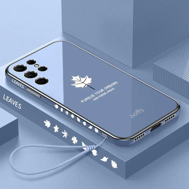 Straight Edge Electroplating Samsung Maple Leaf Case - Viexta