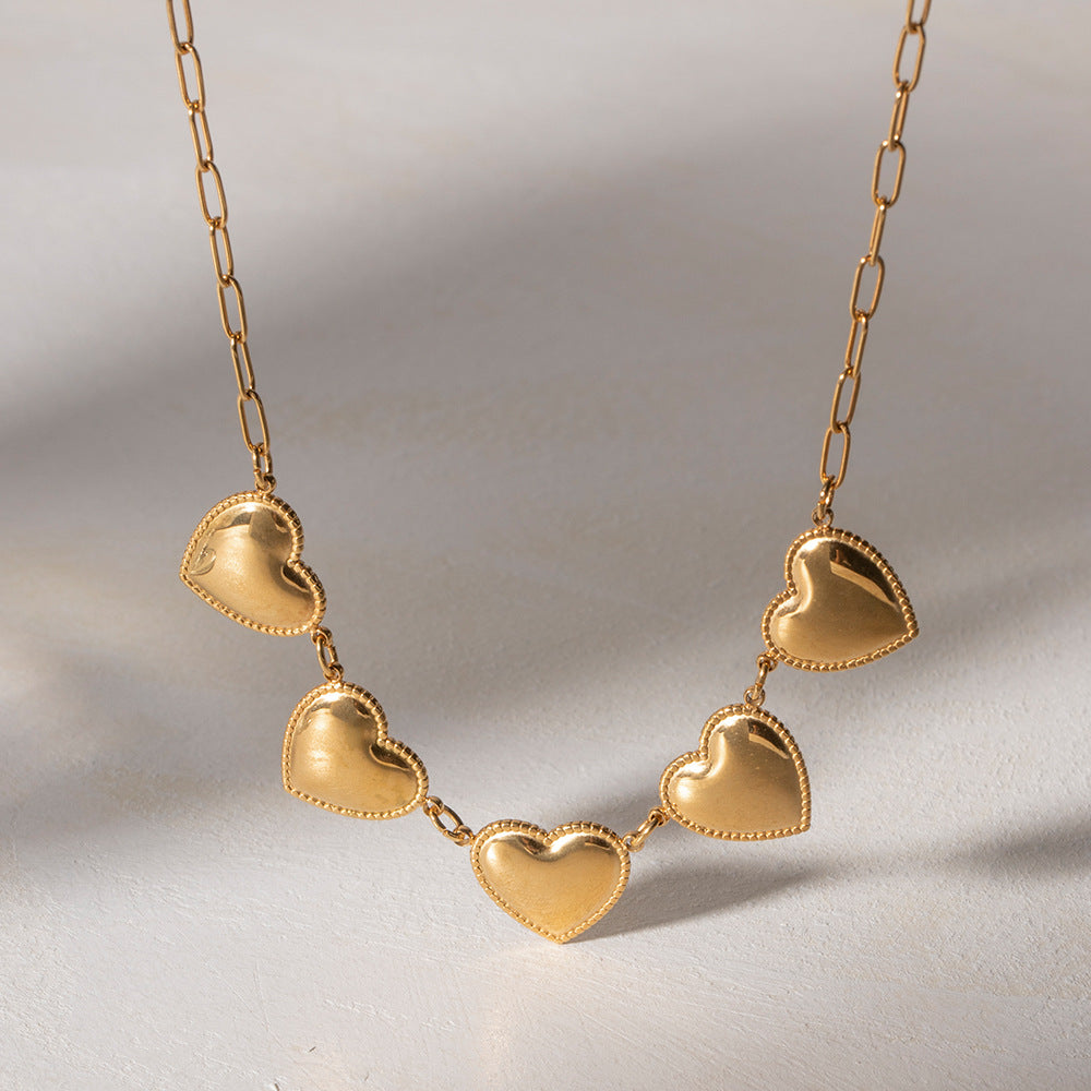 18K Gold Plated Peach Heart-shaped Neckwear