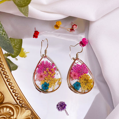 Drop-shaped Natural Dried Flower Earrings