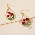 Drop-shaped Epoxy Leaf-shaped Flowers Earrings - Viexta