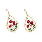 Drop-shaped Epoxy Leaf-shaped Flowers Earrings - Viexta