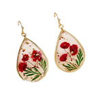 Drop-shaped Epoxy Leaf-shaped Flowers Earrings - Viexta