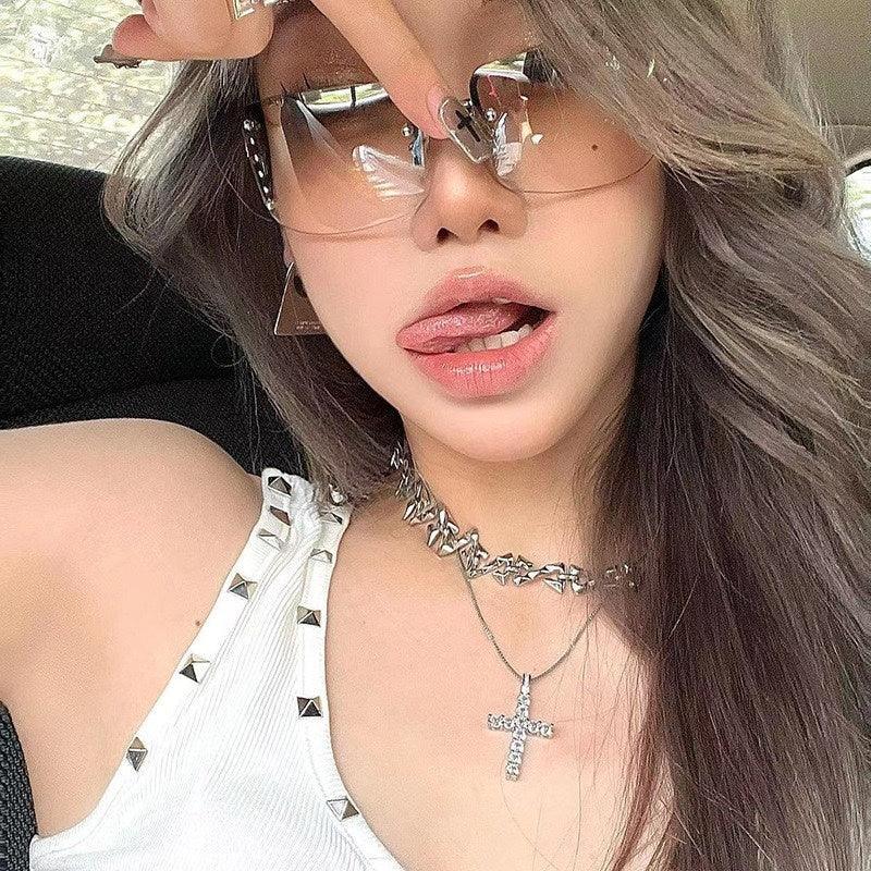 UV-proof Large Frame Diamond Sunglasses - Viexta