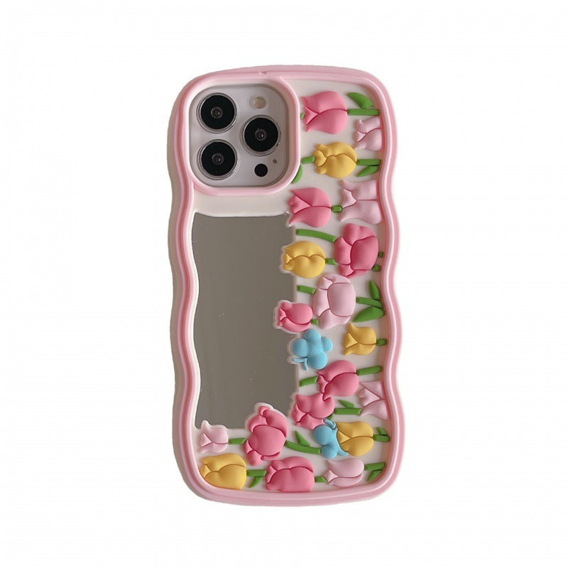 Mirror Tulip Silicone iPhone Case