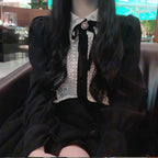 Lace Bow Elegant Long Sleeve Blouse Women - Viexta