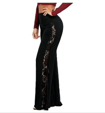 Women's Lace Stitching Wide-leg Casual Pants