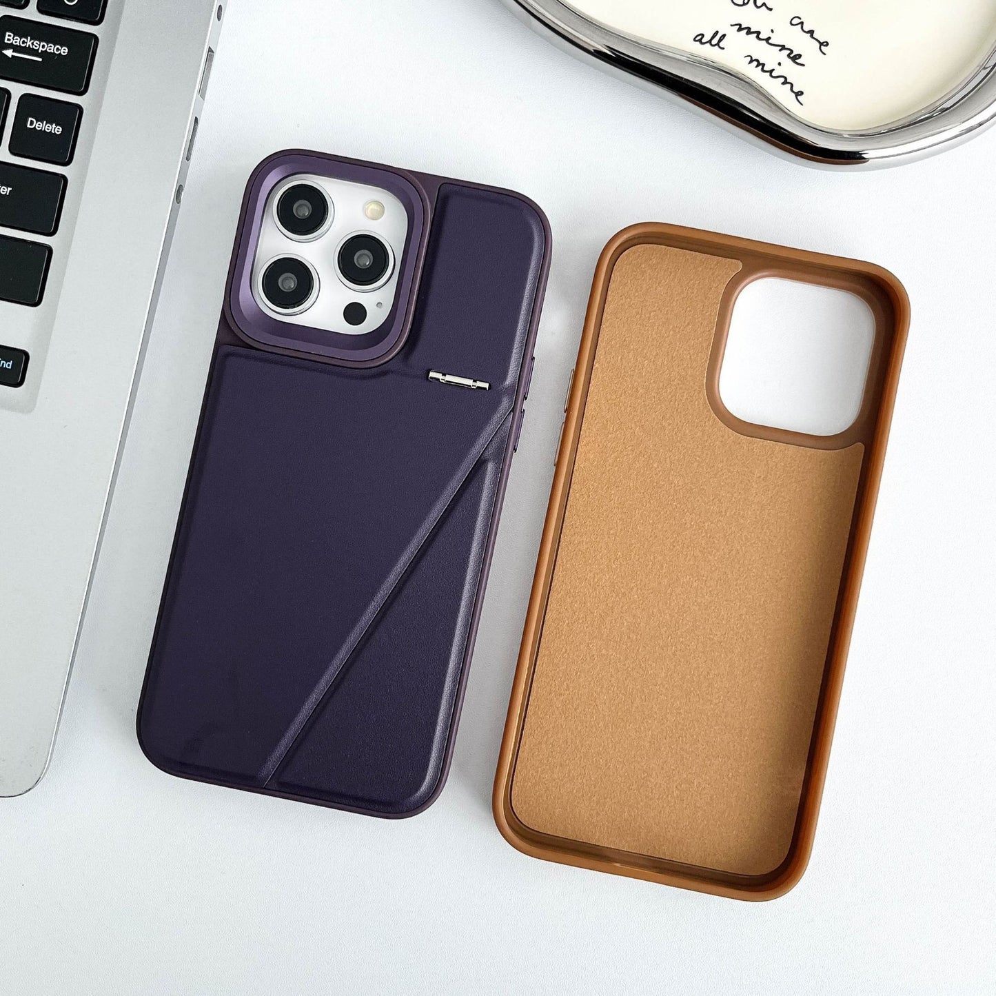 Leather Bracketed  iPhone Case