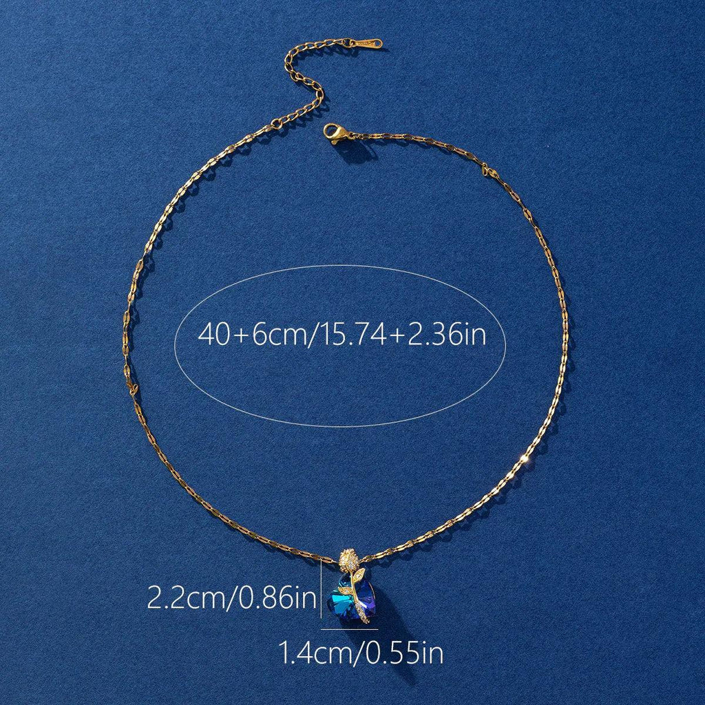 Sapphire Heart Pendant Necklace - Viexta