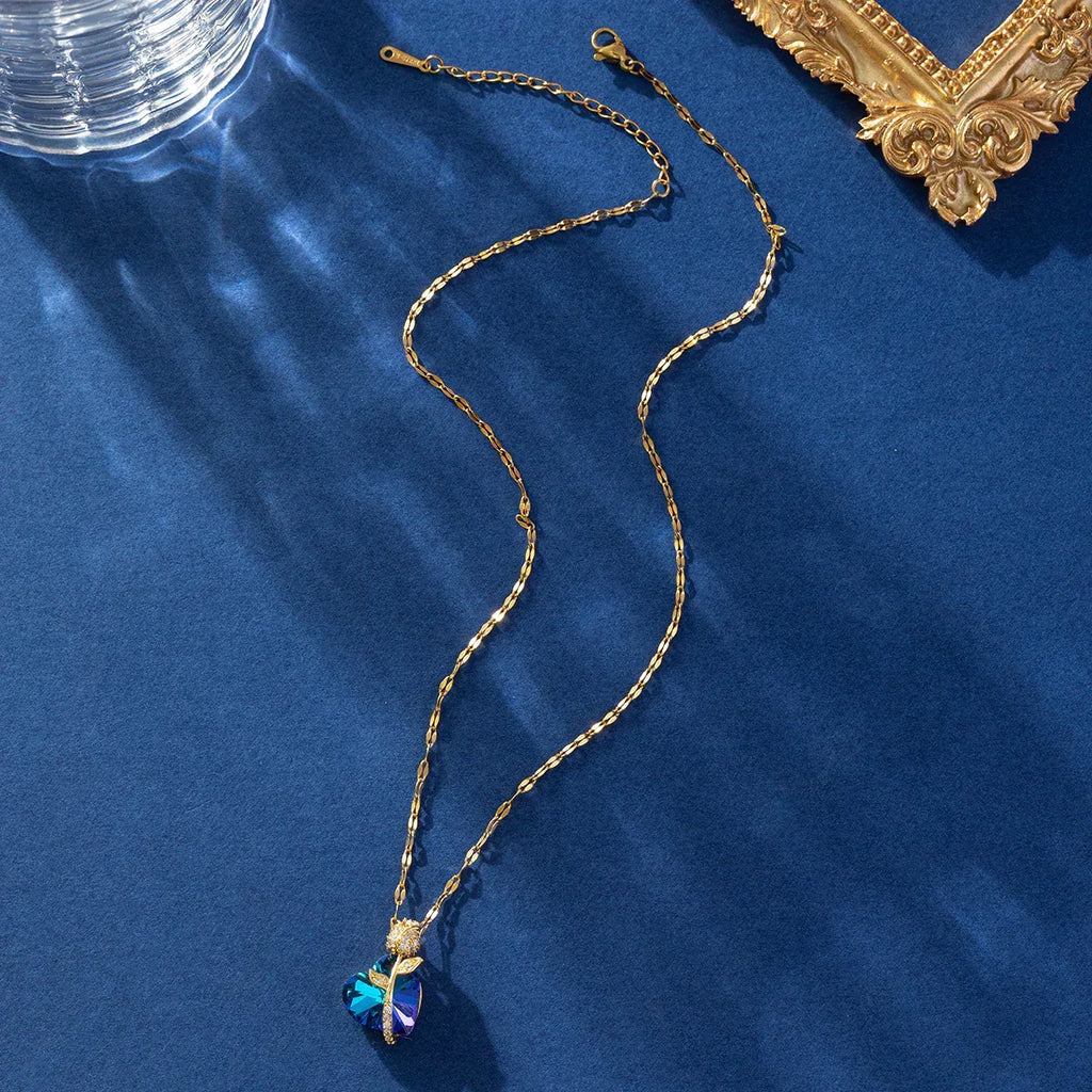 Sapphire Heart Pendant Necklace - Viexta