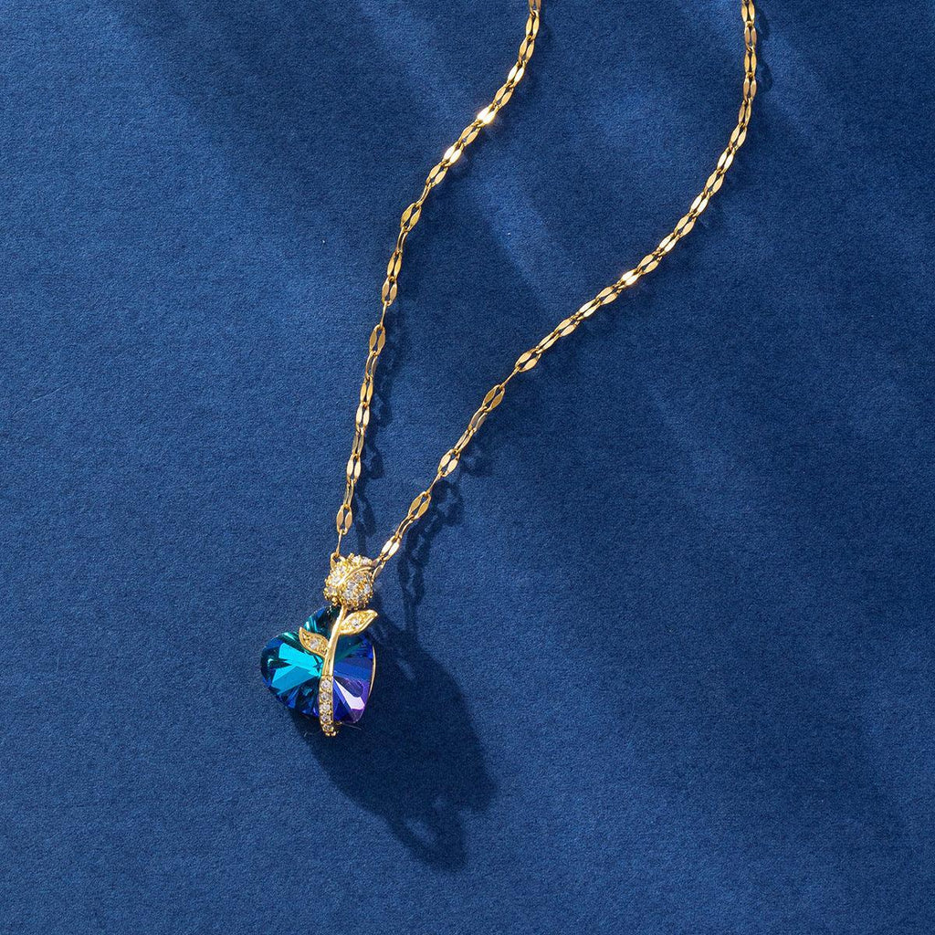 Sapphire Heart Pendant Necklace - Viexta