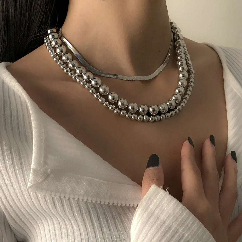 womens-beaded-metal-multi-layer-necklace - Viexta