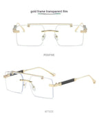 Frameless Trimming Double Beam Square Sunglasses - Viexta