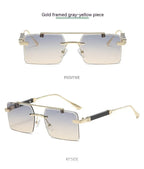 Frameless Trimming Double Beam Square Sunglasses - Viexta