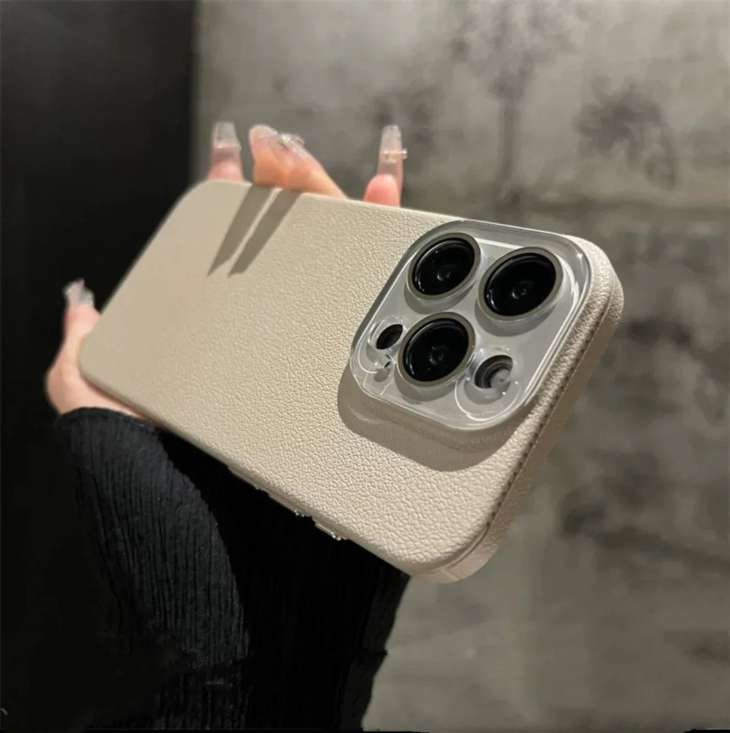 Solid Color Frosted Leather Crystal iPhone Case - Viexta