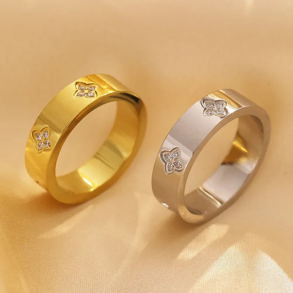 Titanium Steel Flower Ring - Viexta