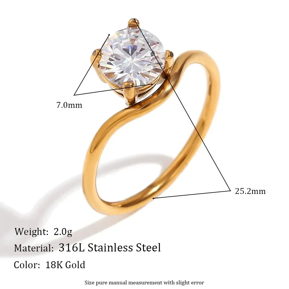 18k-luxury-waveform-shank-gold-zircon-ring - Viexta
