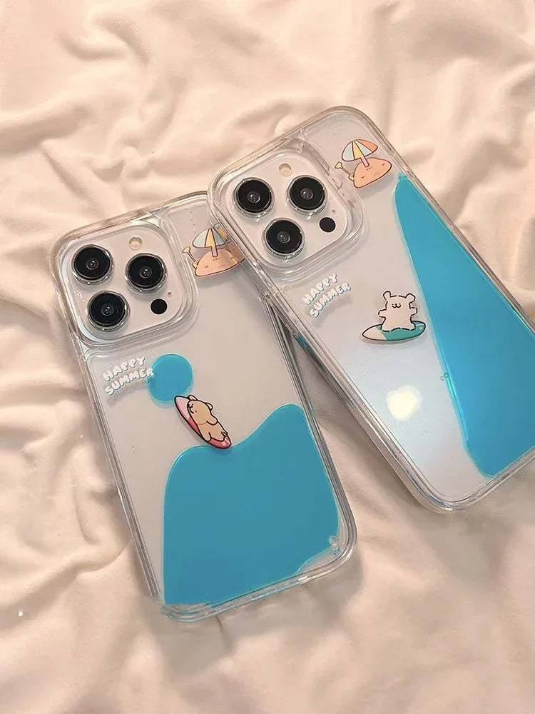 Cute Animal Surfing Drop-resistant iPhone Case - Viexta