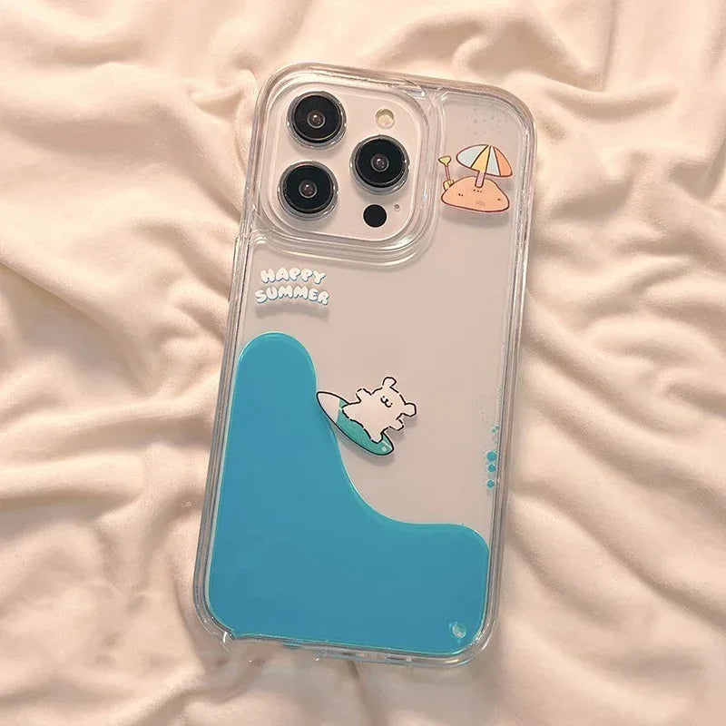 Cute Animal Surfing Drop-resistant iPhone Case - Viexta
