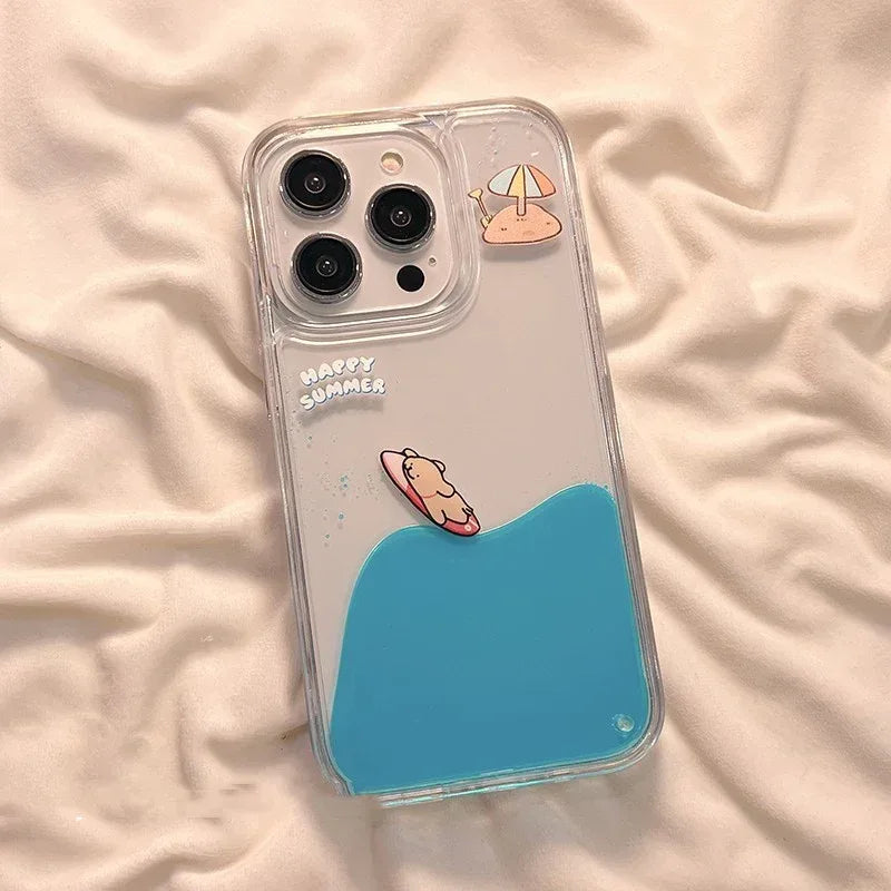 Cute Animal Surfing Drop-resistant iPhone Case - Viexta