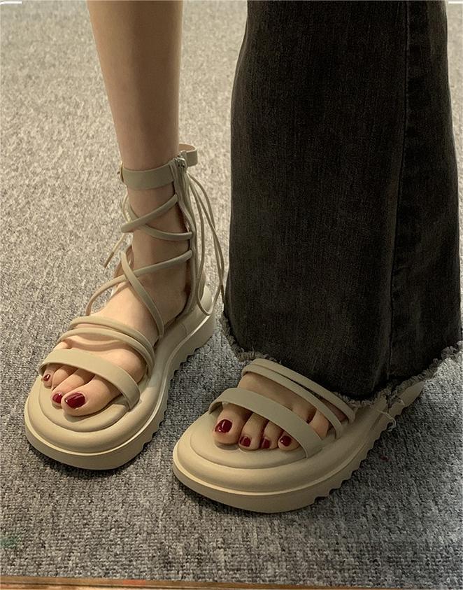 Cross Strap High-top Niche Sandal Boots - Viexta