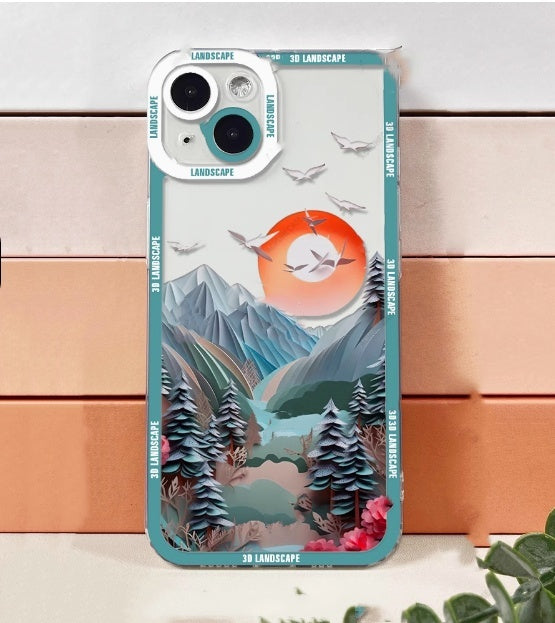 3D Visual Landscape Silicone Anti Drop iPhone Case