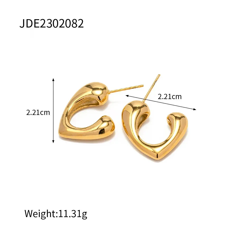 Elegant Heart Peach Stainless Steel Earrings - Viexta