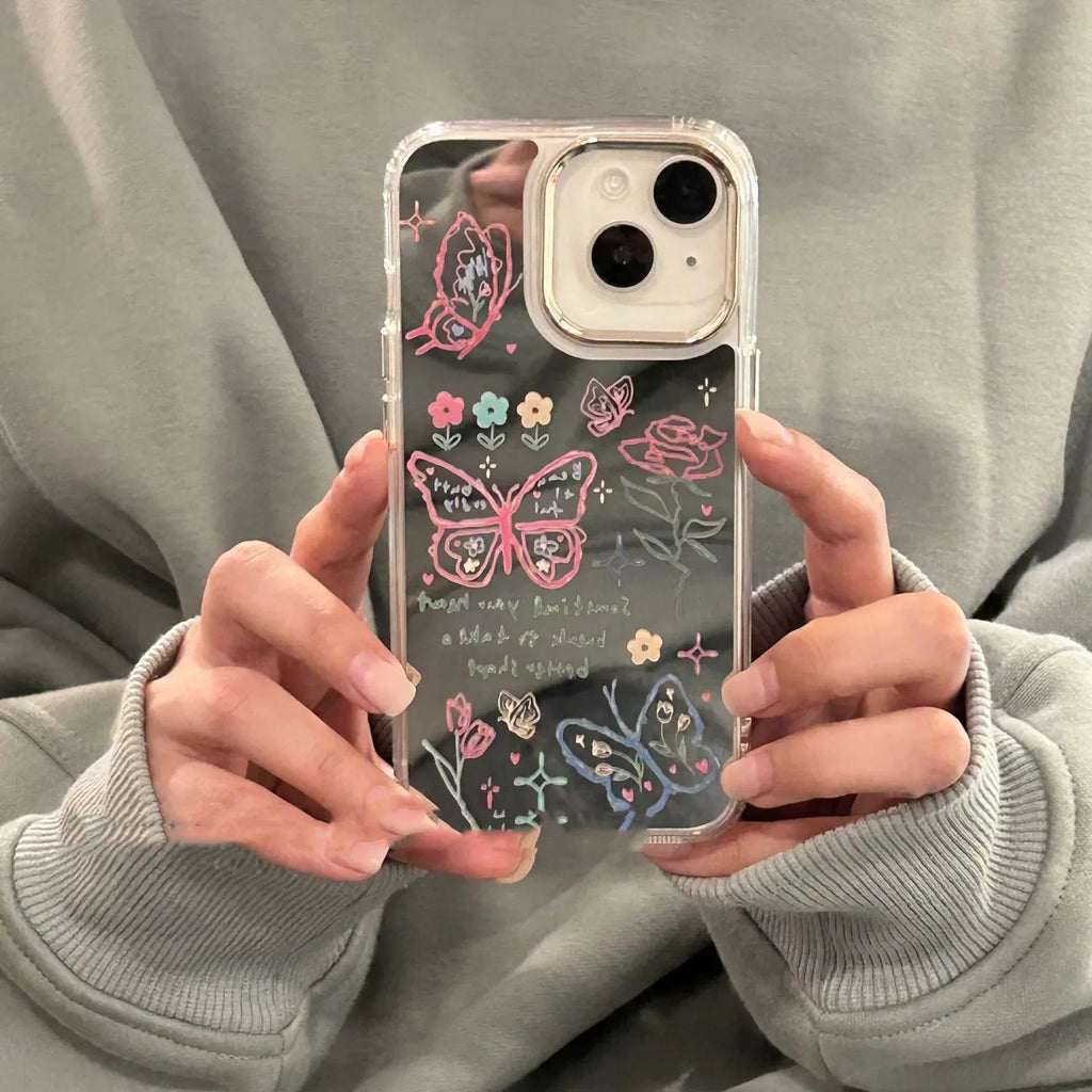 Mirror Graffiti Butterfly Silicone iPhone Case - Viexta