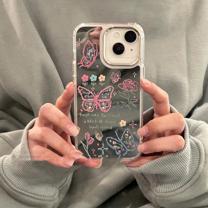 Mirror Graffiti Butterfly Silicone iPhone Case