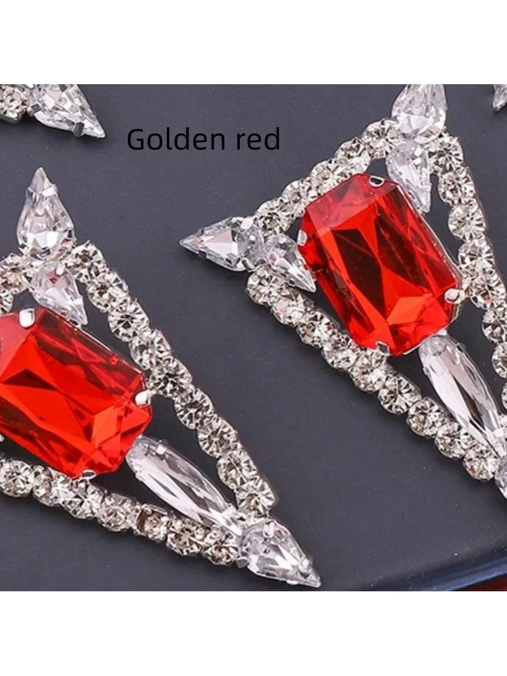 Multi-colored Exaggerated Rhinestones Triangle Jewel Earrings - Viexta