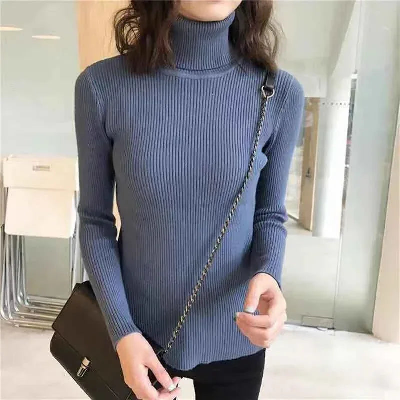 Women's Solid Color Turtleneck Sweater - Viexta