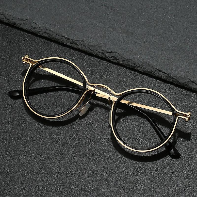vintage-round-frame-glasses-frame-anti-blue-ray-plain-glasses - Viexta