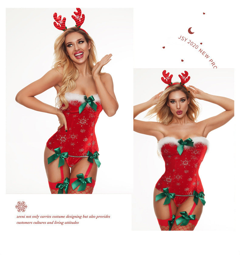 Red Christmas One-piece Lingerie