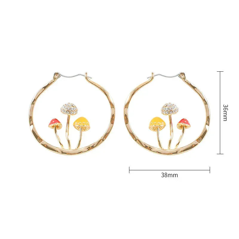 Trendy Vintage Mushroom Hoops - Viexta
