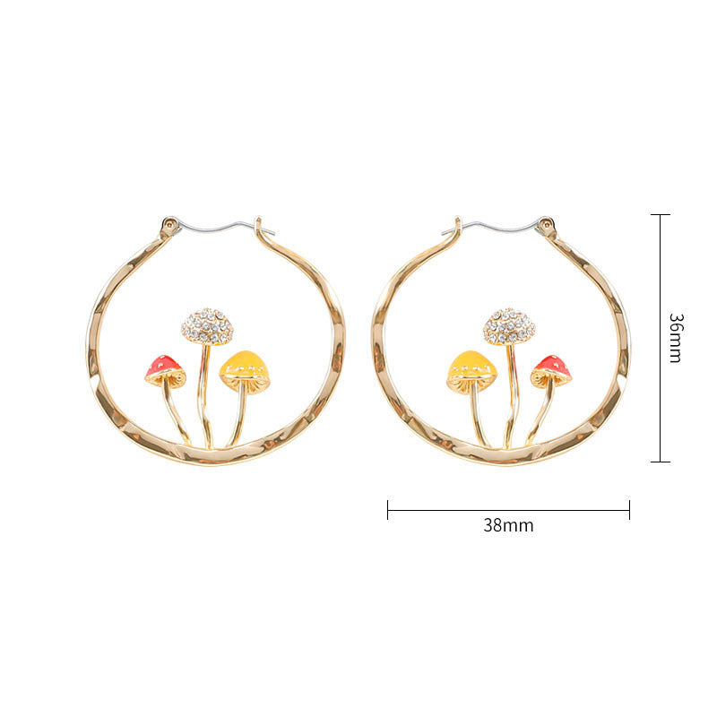 Trendy Vintage Mushroom Hoops