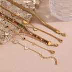 18K Gold Plating Three-layer Micro-inlaid Peach Heart Flower Bracelet