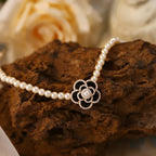 Gold Plated French Royal Style Pearl Flower Necklace - Viexta
