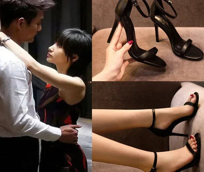 Temperament Net Strap Heels - Viexta
