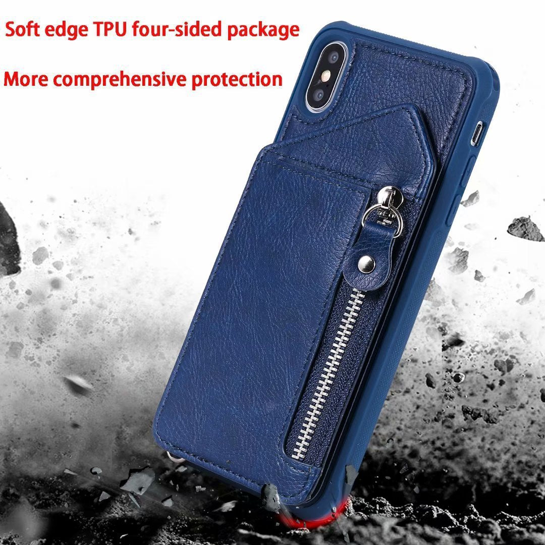 Zipper Wallet Case With Stand Tpu Anti-fall Shell case