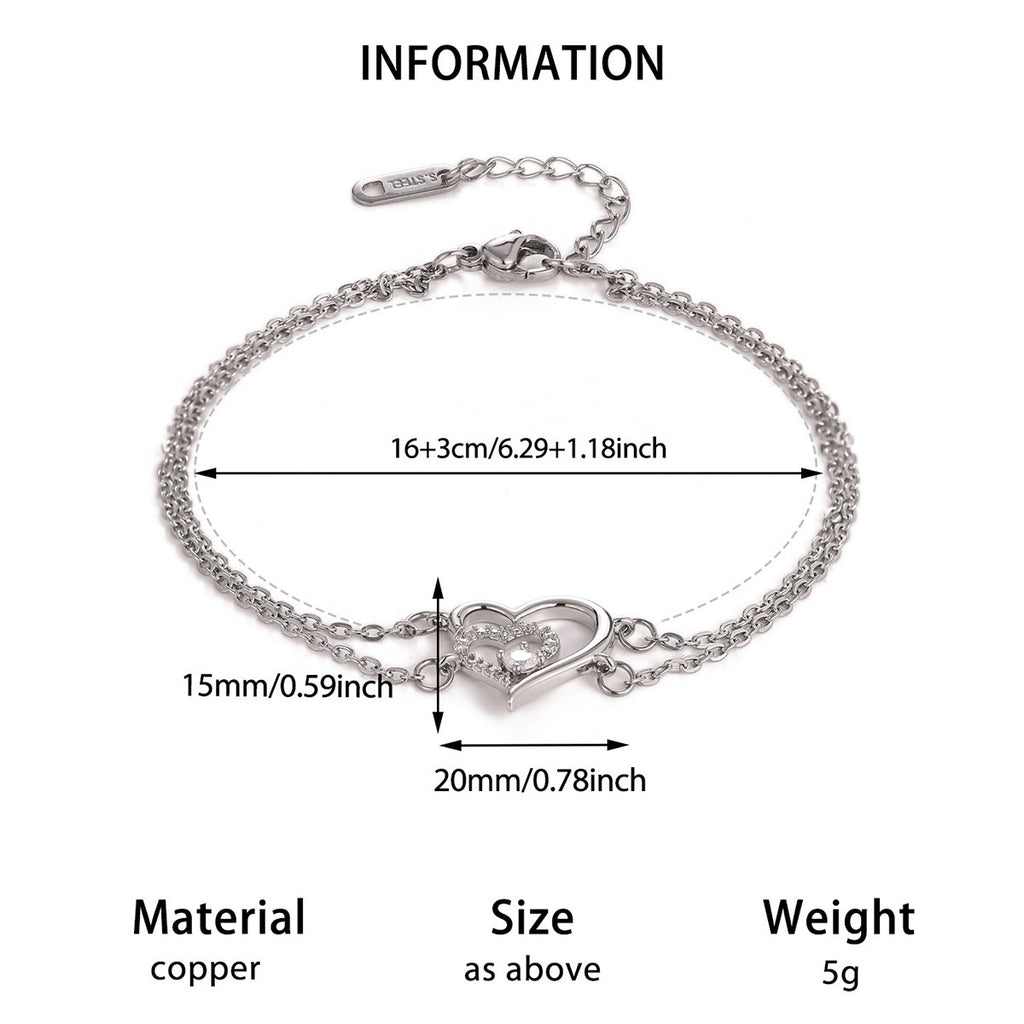 Adjustable Heart Zircon Bracelet