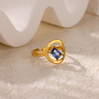 18K Gold Stainless Steel Open-end Zircon Ring