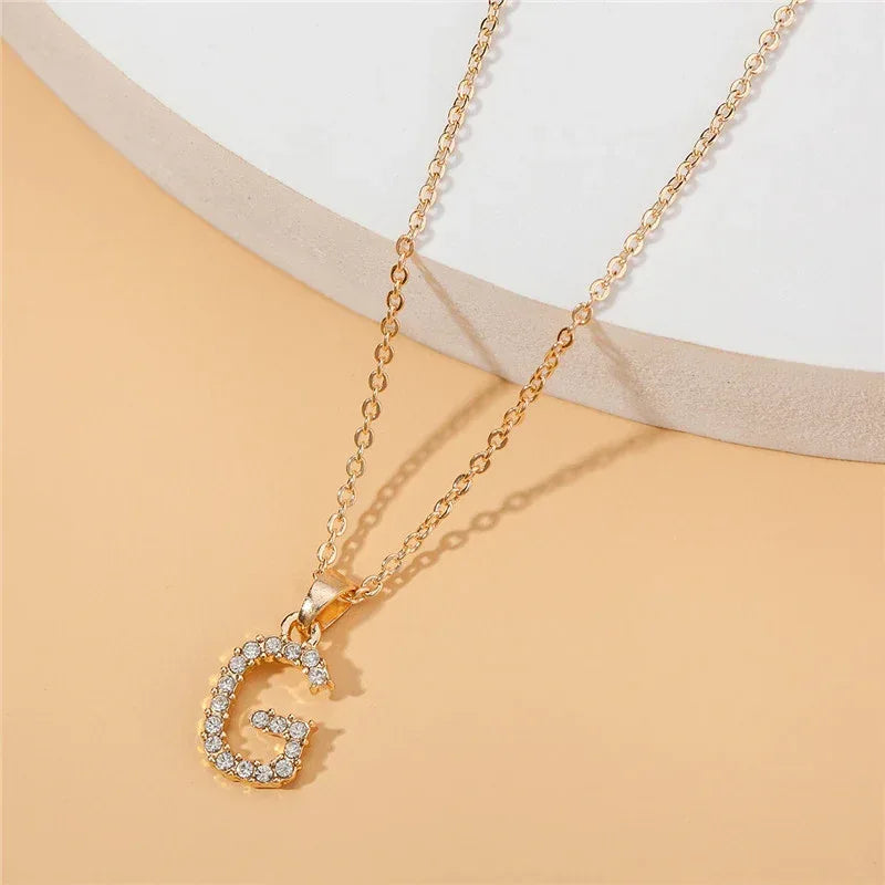 18k 26 Golden English Letter Pendant Clavicle Chain - Viexta