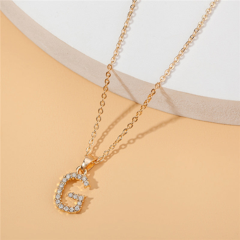 18k 26 Golden English Letter Pendant Clavicle Chain