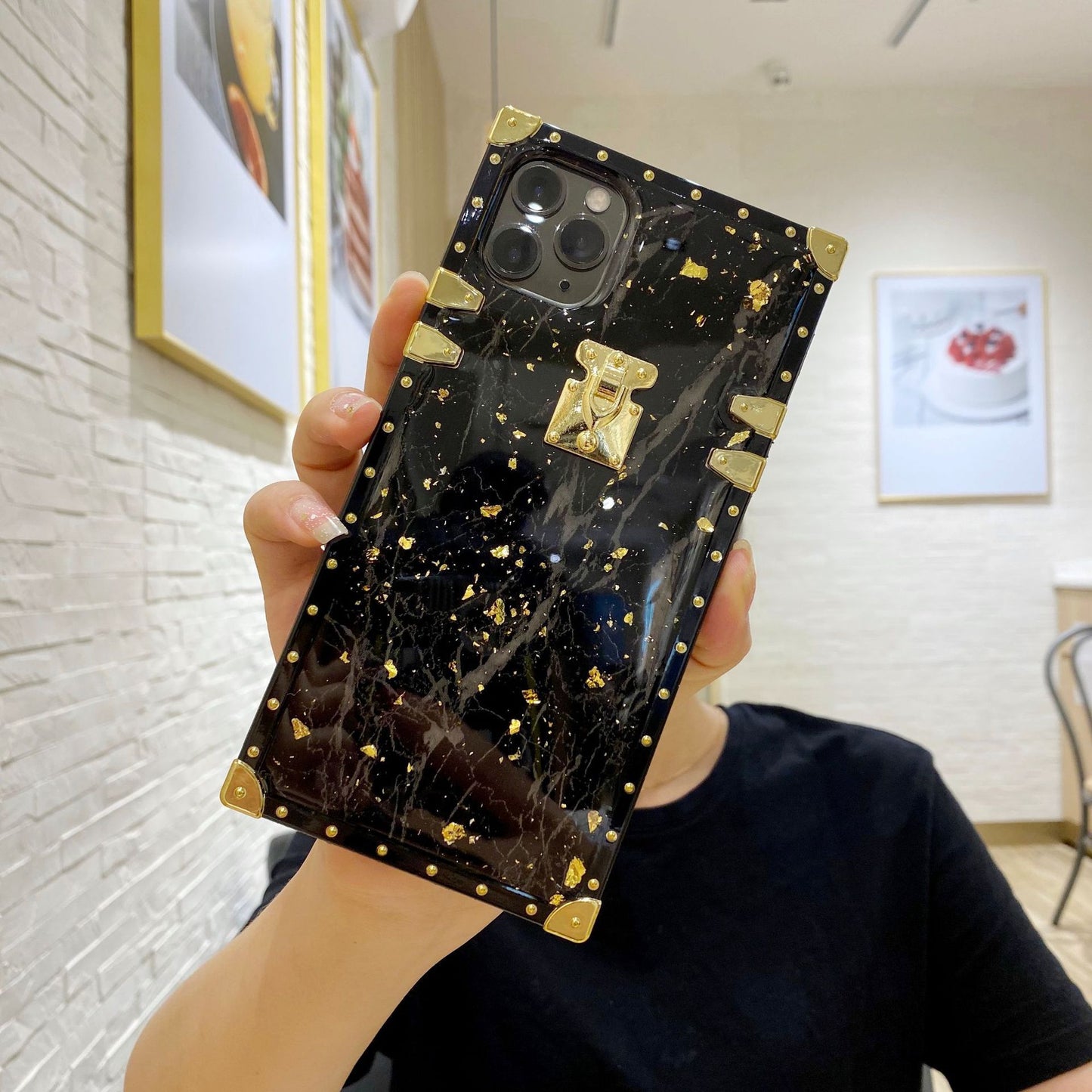 Gold foil drop gel iphone case