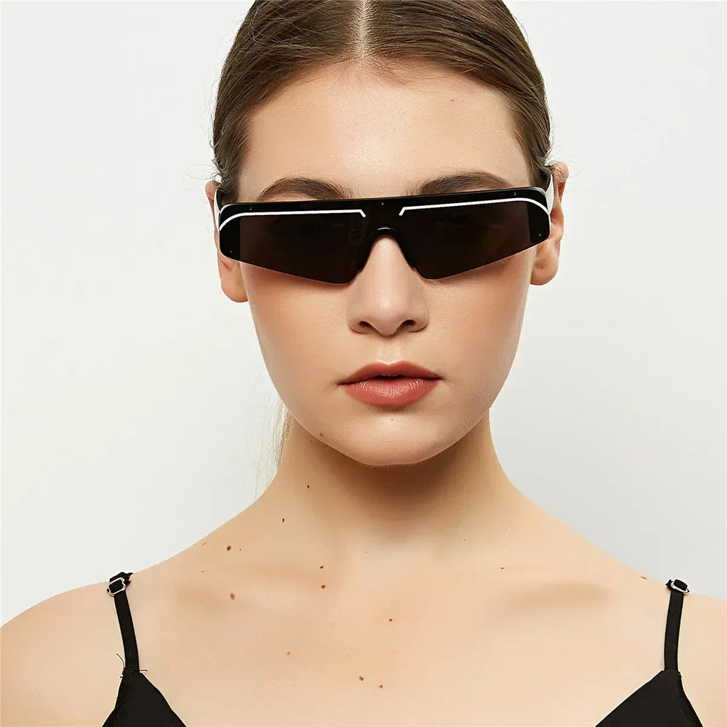 Rimless women's sunglasses with powder film - Viexta
