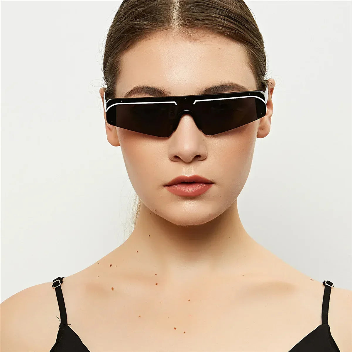 Rimless women's sunglasses with powder film - Viexta
