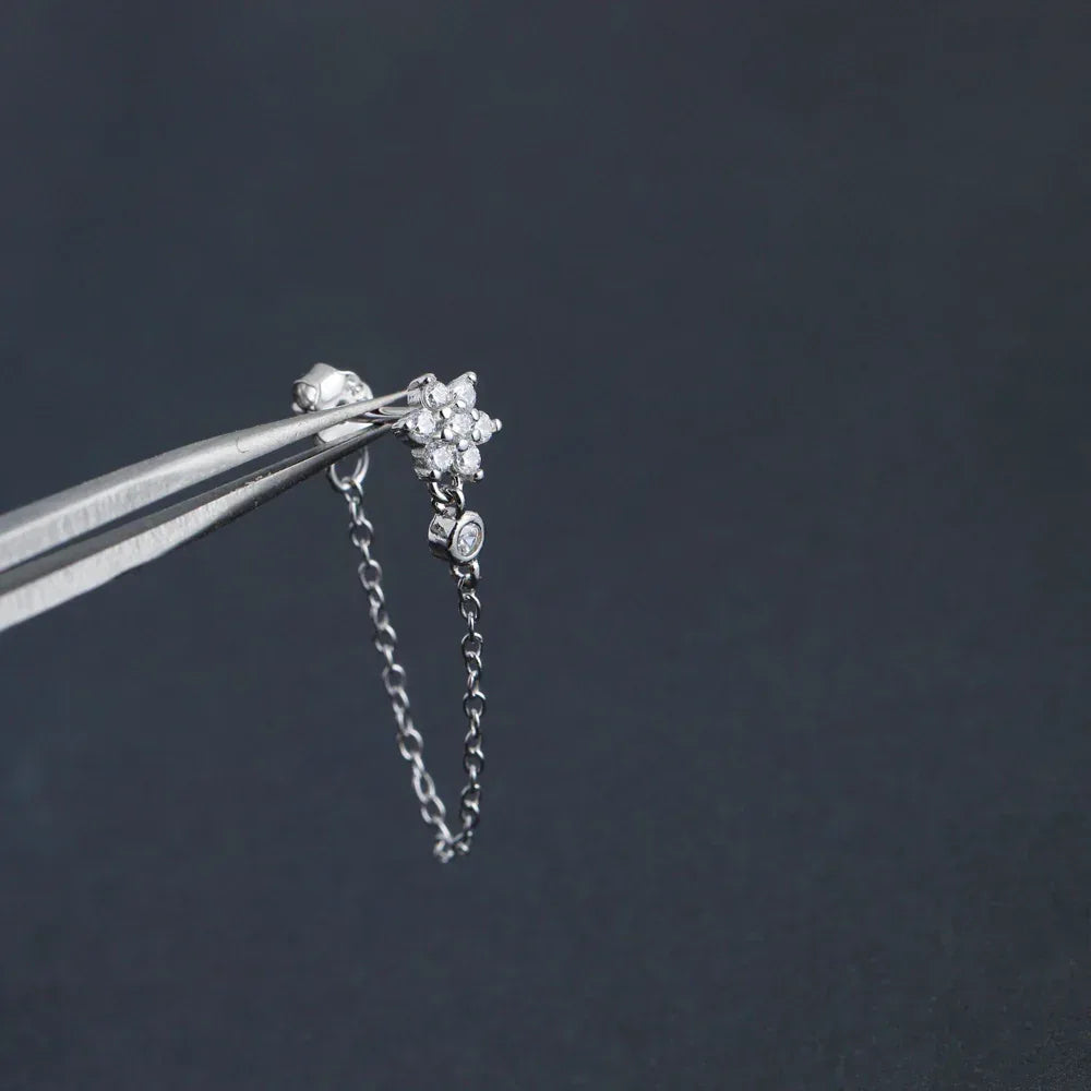 Plum S925 Sterling Silver Tassel Chain Earrings - Viexta