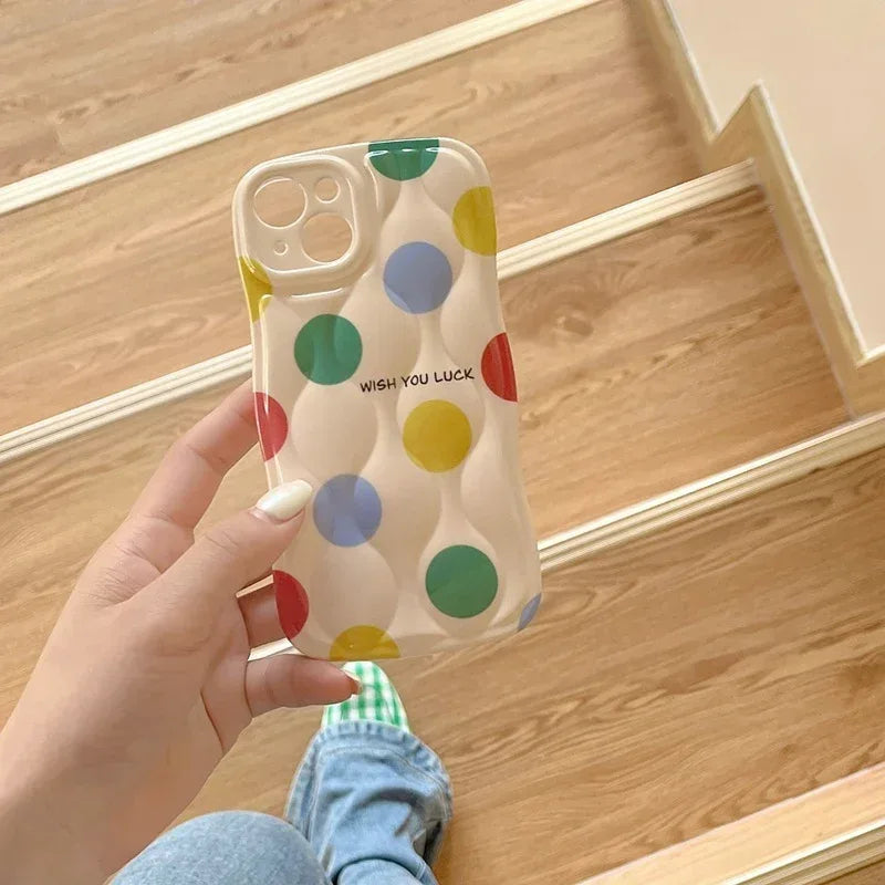 Color Polka Dot Chain Lanyard iPhone Case - Viexta
